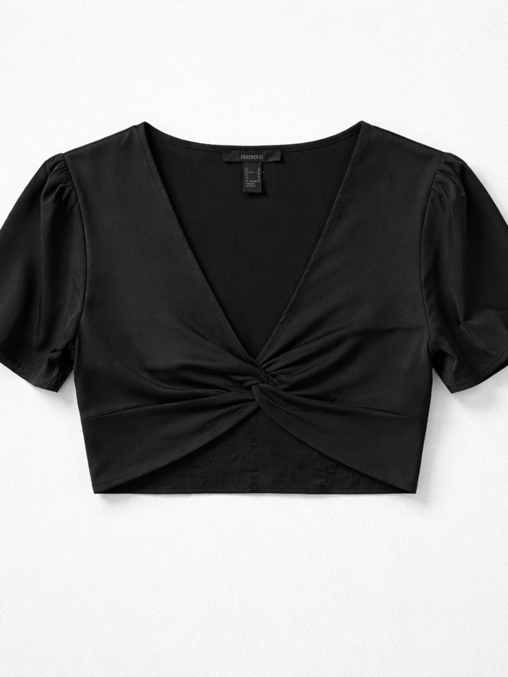 Forever 21 Black Twist-Knot V-Neck Crop Top